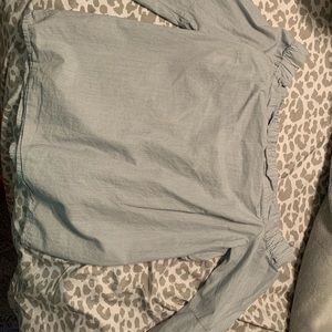 White and blue striped off the shoulder top